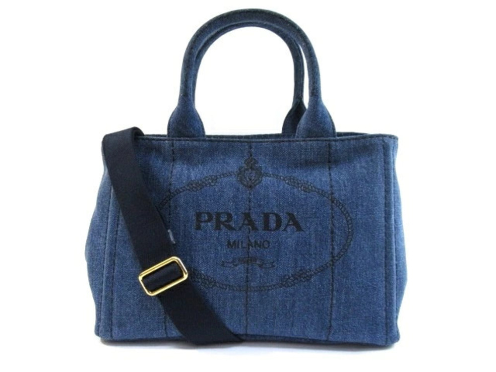 Prada Canapa Handbag Denim Blue Strap